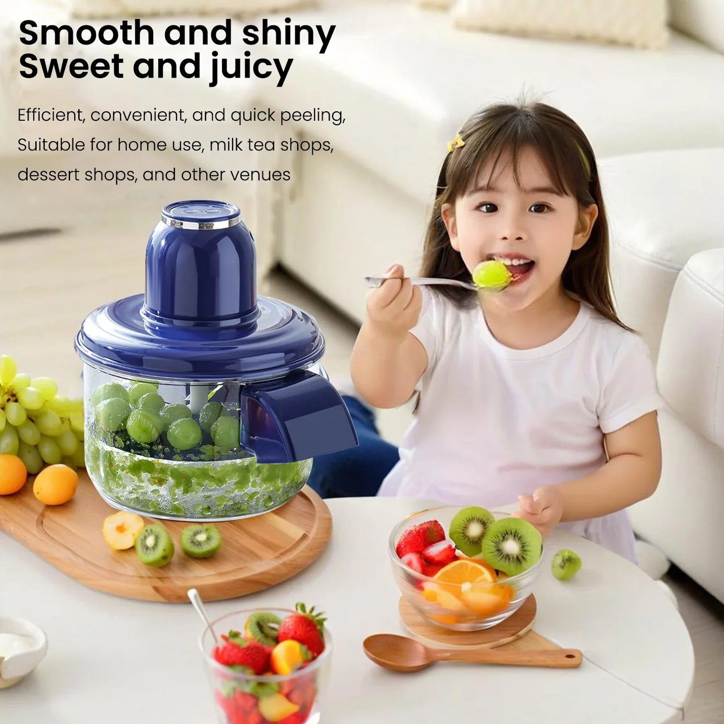 Automatic Fruit Peeler Machine With an exit - Wireless Portable Grape/Peach Plum  Peeler for Home, Fast & Easy Kitchen Gadget
