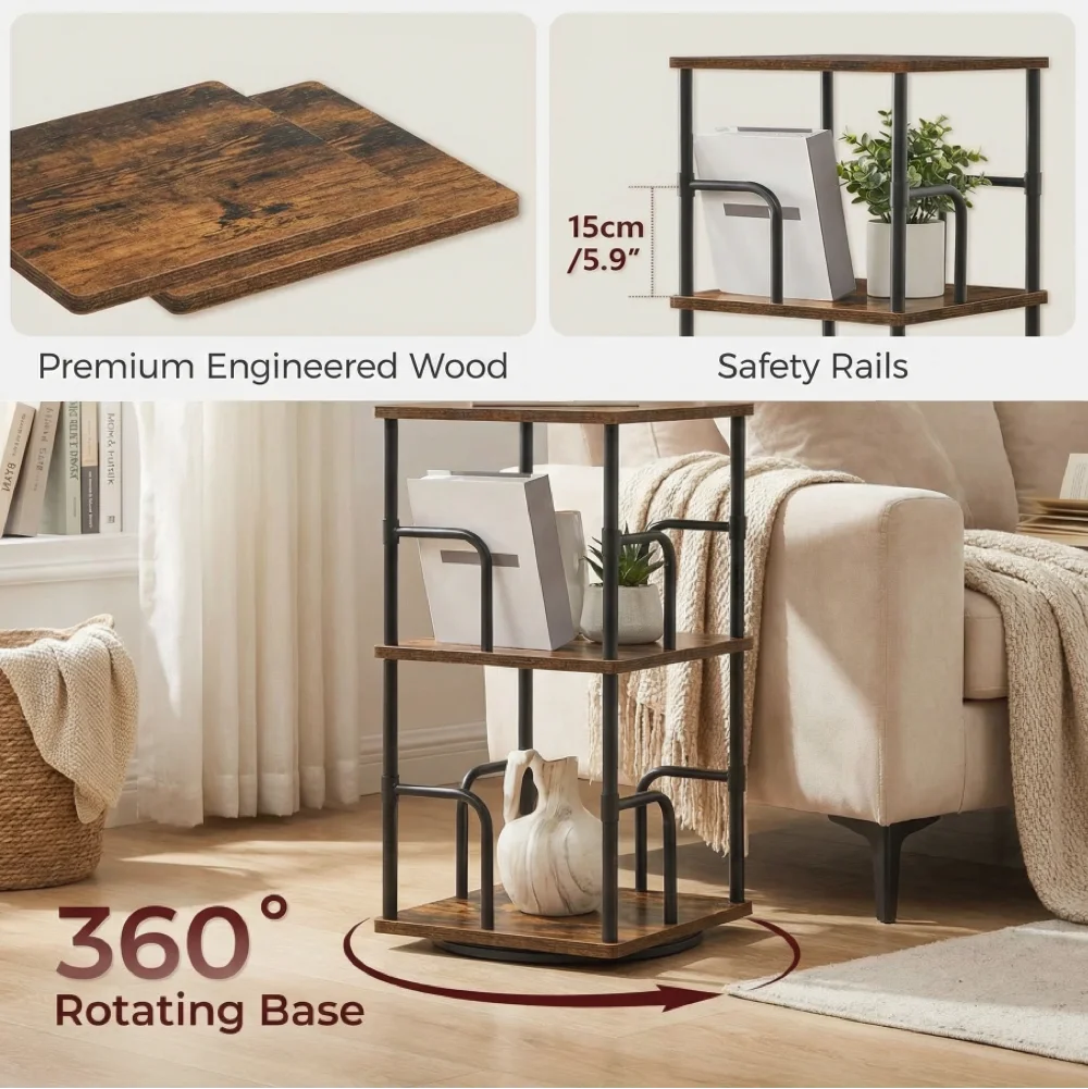 5-Tier 360° Rotating Display Book Shelf for Home Decor and Storage 3/4/5 Tier Spin Vertical Space Saver