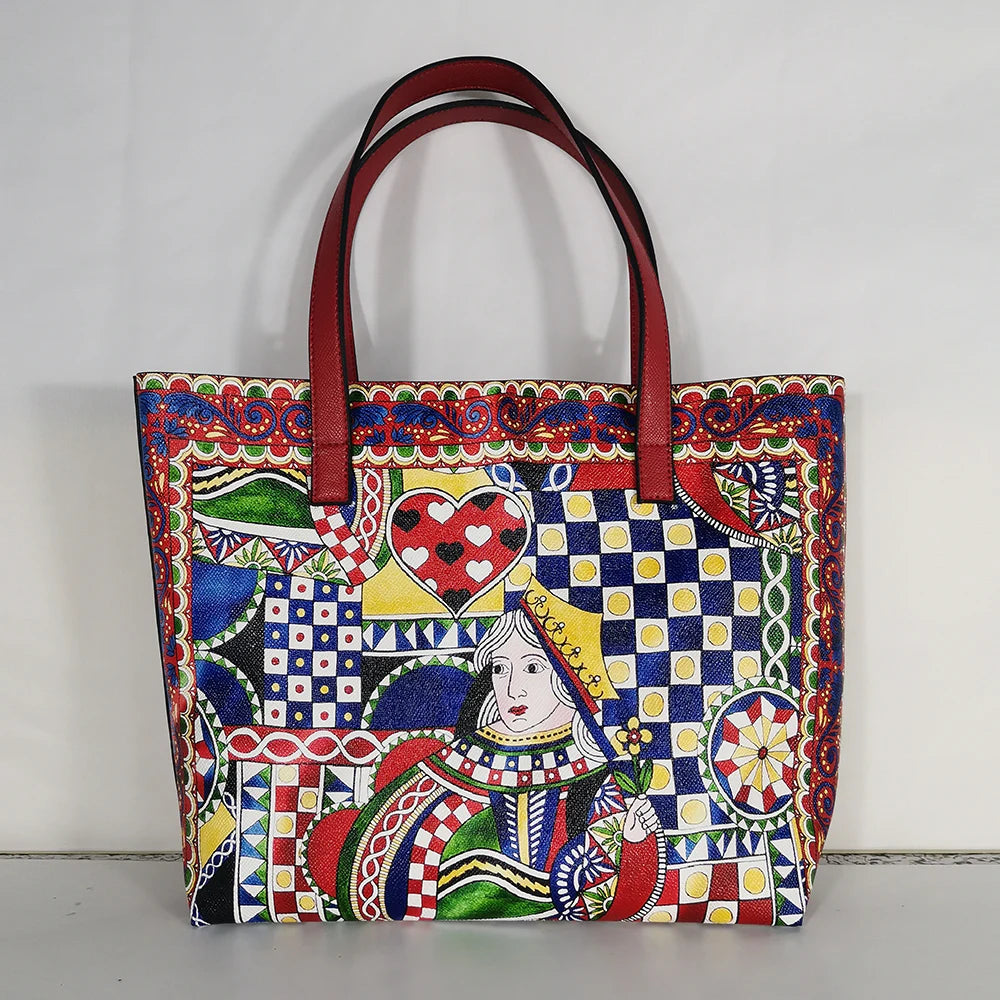 Italy Luxury Print Travel Shoulder Bag Floral Textured-Leather Shopper Tote large tote bag famous brand bag women girl handbag
