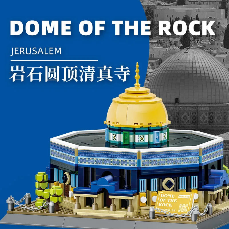 Middle East Islamic Landmarks Building Blocks Set – Mecca Madinah Istanbul Blue Jerusalem Mosques Model Kit,Decor Gift for Adult