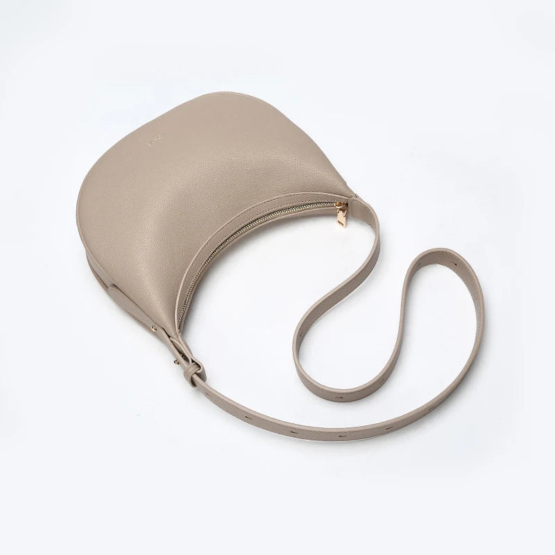 FOXER Brand PU Leather Women's Shoulder Bag Fashion Female Underarm Hobo Bag Crescent Half-moon Bag Travel Small Crossbody Bag