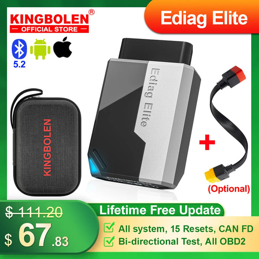 2026 New KINGBOLEN Ediag Elite Lifetime Free Car Diagnostic Tools All System 15 Resets Bi-directional CAN FD Auto OBD2 Scanner