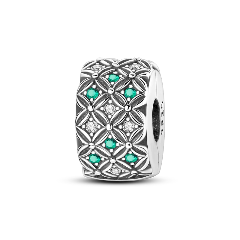 Silver Clasp 925 Sterling Silver CZ Pave Clip Charms Daisy Beads Stopper Safety Chain Fit Original Bangle Bracelet Jewelry Clips