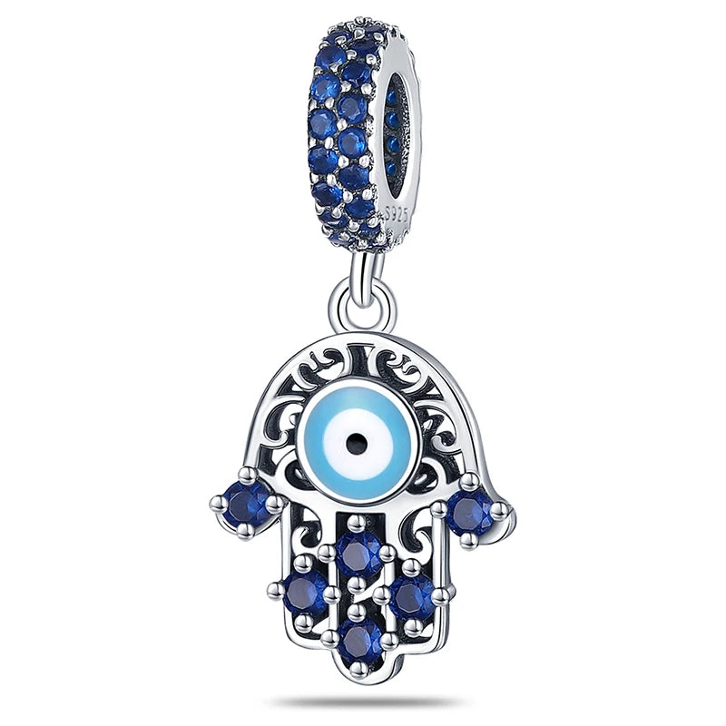 Hot Sales 925 Sterling Silver Charms Beads Devil's Eye Fatima's Hand Cross Beads Fit Original Bracelet Women DIY Jewelry Gifts