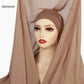 Chiffon Instant Hijab With Bulit-in Magnets Muslim Woman Hijab Solid Color Easy To Wear Shawl Wrap With Undercap Famme Headscarf
