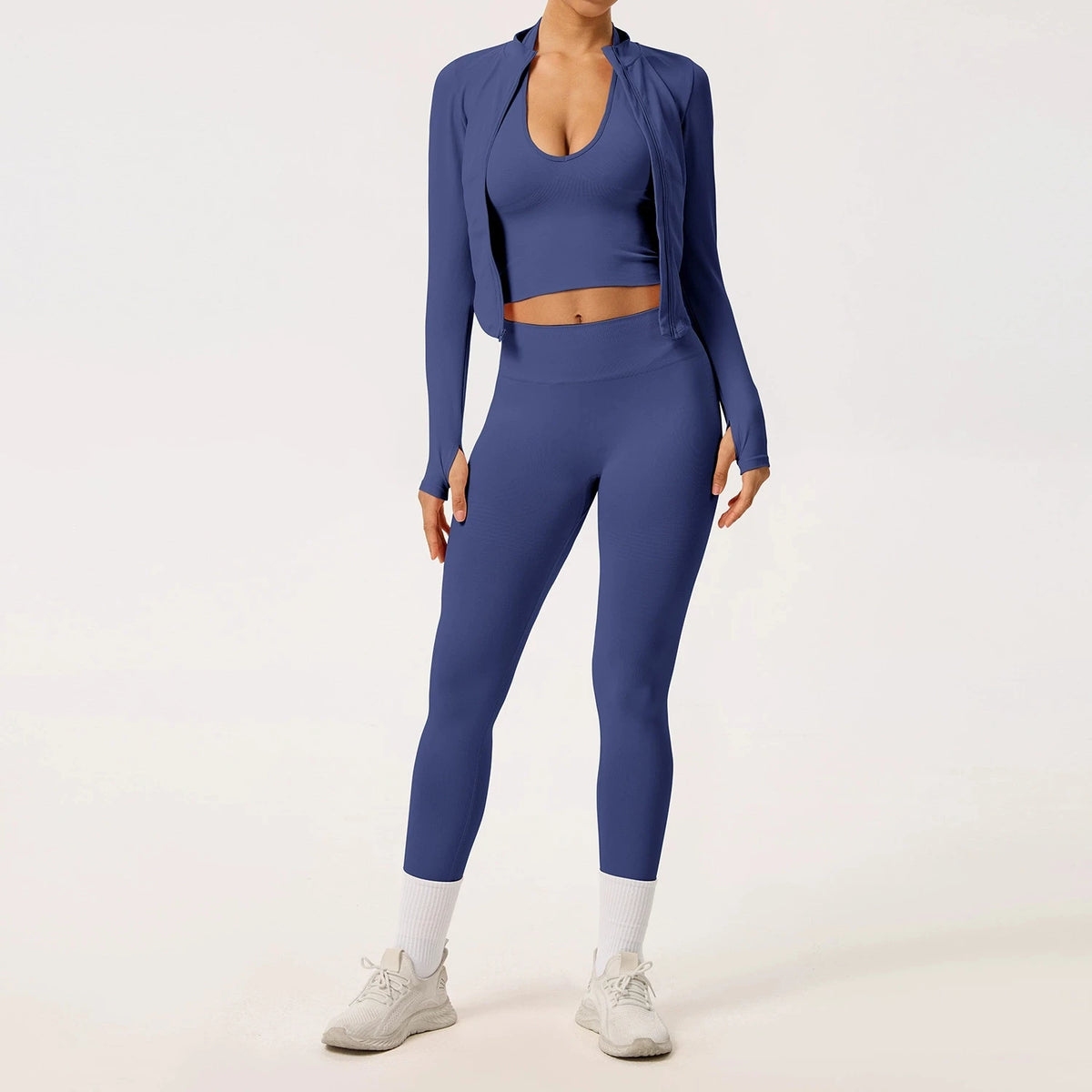 2/3PCS Yoga Set Women Gym Long Sleeve Sports Suits Fitness Bra Crop Top Workout Clothes Female Solid Seamless Legging Sportswear