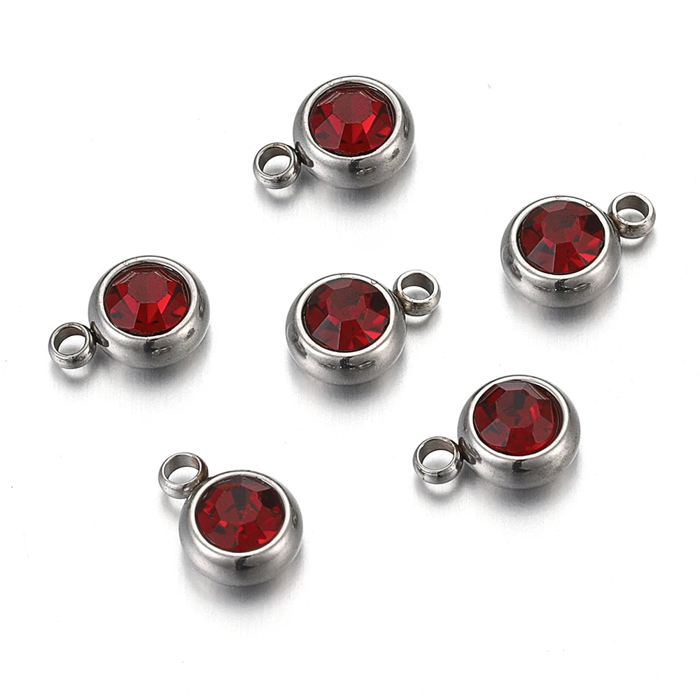 20pcs 6mm Stainless Steel Rhinestone Beads Gold Color Crystal Charms Pendants for Necklace Bracelet Jewelry Making Charm DIY
