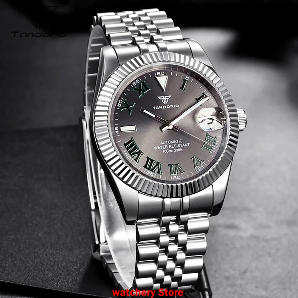 NEW Rose Gold 36mm 39mm Sunburst Grey Dial Dark Green Roman Numbers 200m Waterproof NH35 Automatic Men Watch Sapphire Glass