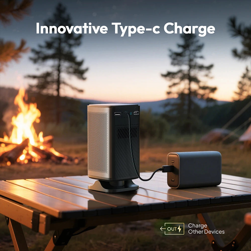 BYINTEK BOOK 1 P70X Portable Built-in Battery 4K Support 3D Wifi for Outdoor Movie Night Home Theater Projectors