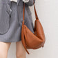 BURMINSA Soft Genuine Leather Crescent Hobo Bag For Women Slouchy Cowhide Shoulder Bag Retro Daily Work Crossbody Purse Handbags