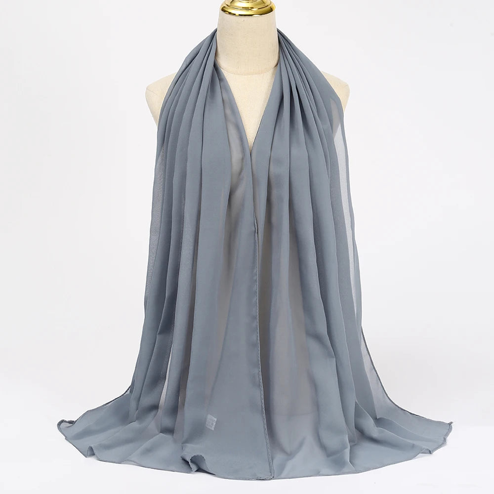 Muslim Chiffon Hijabs For Woman Long Solid Color Head Wrap For Women Shawls Scarves Ladies Muslim Veil Hijab