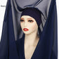 Chiffon Instant Hijab With Bulit-in Magnets Muslim Woman Hijab Solid Color Easy To Wear Shawl Wrap With Undercap Famme Headscarf