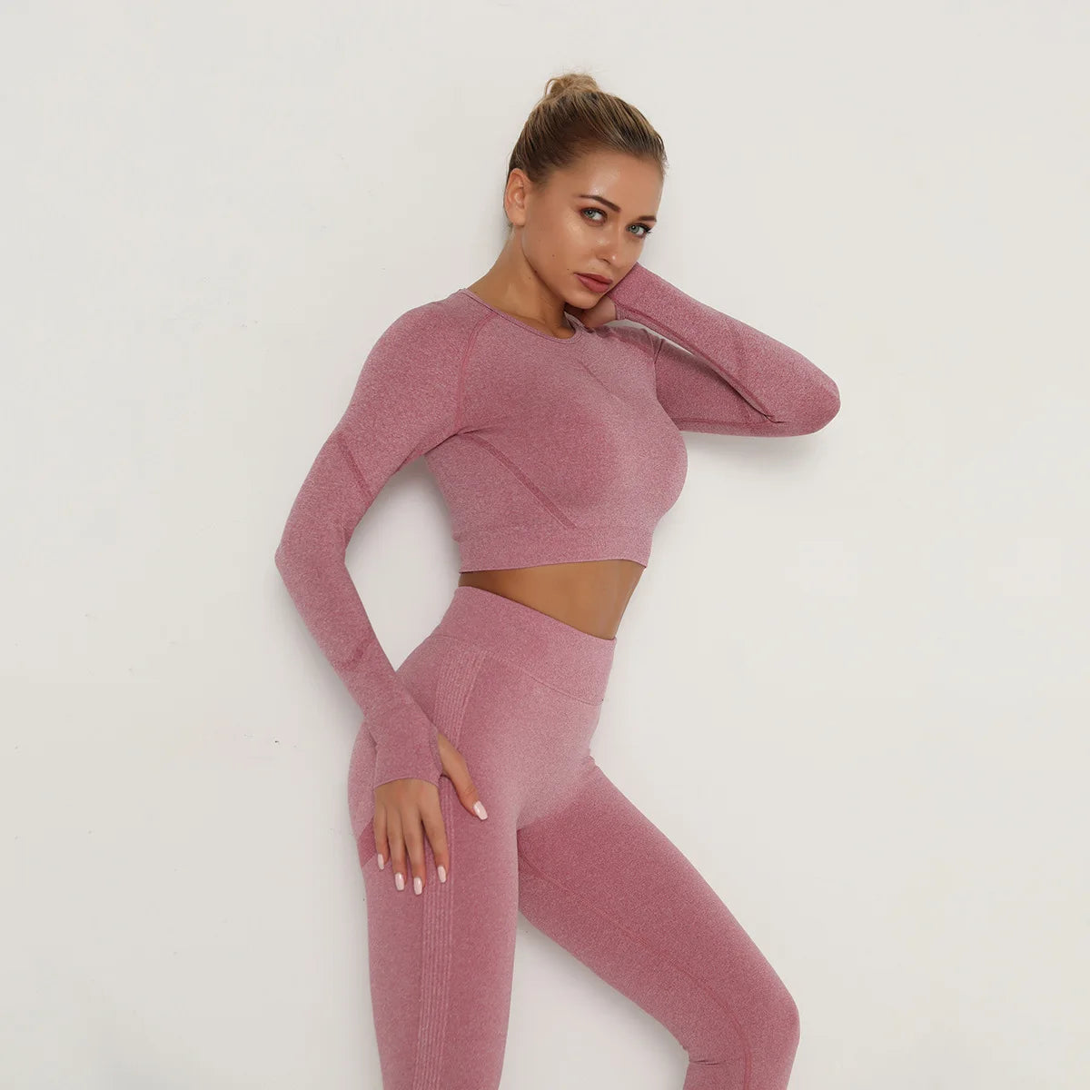 Solid Color seamless gym Yoga Set Legging +sport bra+short+long sleeves Tracksuit  Women Gym Suit Comprehensive Training Jogging
