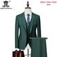 M-6XL 15 Colors ( Jacket+Vest+Pants ) Formal Business Office Men's Suits Groom Wedding Dress Party Dress Solid Color Suit
