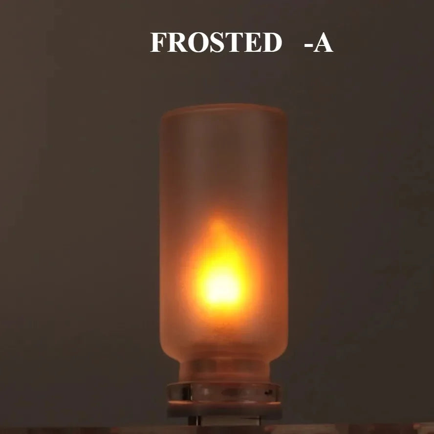USB Flame Flickering LED Frosted Clear Glass Candle Night Light Simulated Flame for Car Home Room Laptop PC Festival Decoration