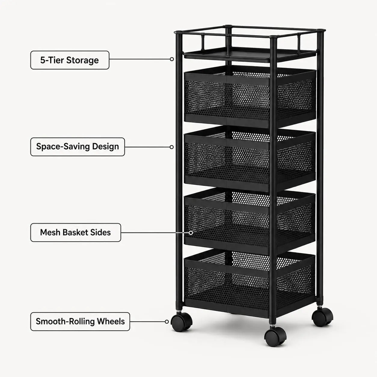6 Tier Rotating Storage Shelves Rack,Kitchen Vegetable Storage Trolley,Vegetable Fruit Storage Basket Rack,5 Layer Kitchen Rotating Storage Rack,Vegetable Trolley,Potato Storage,Onion Storage