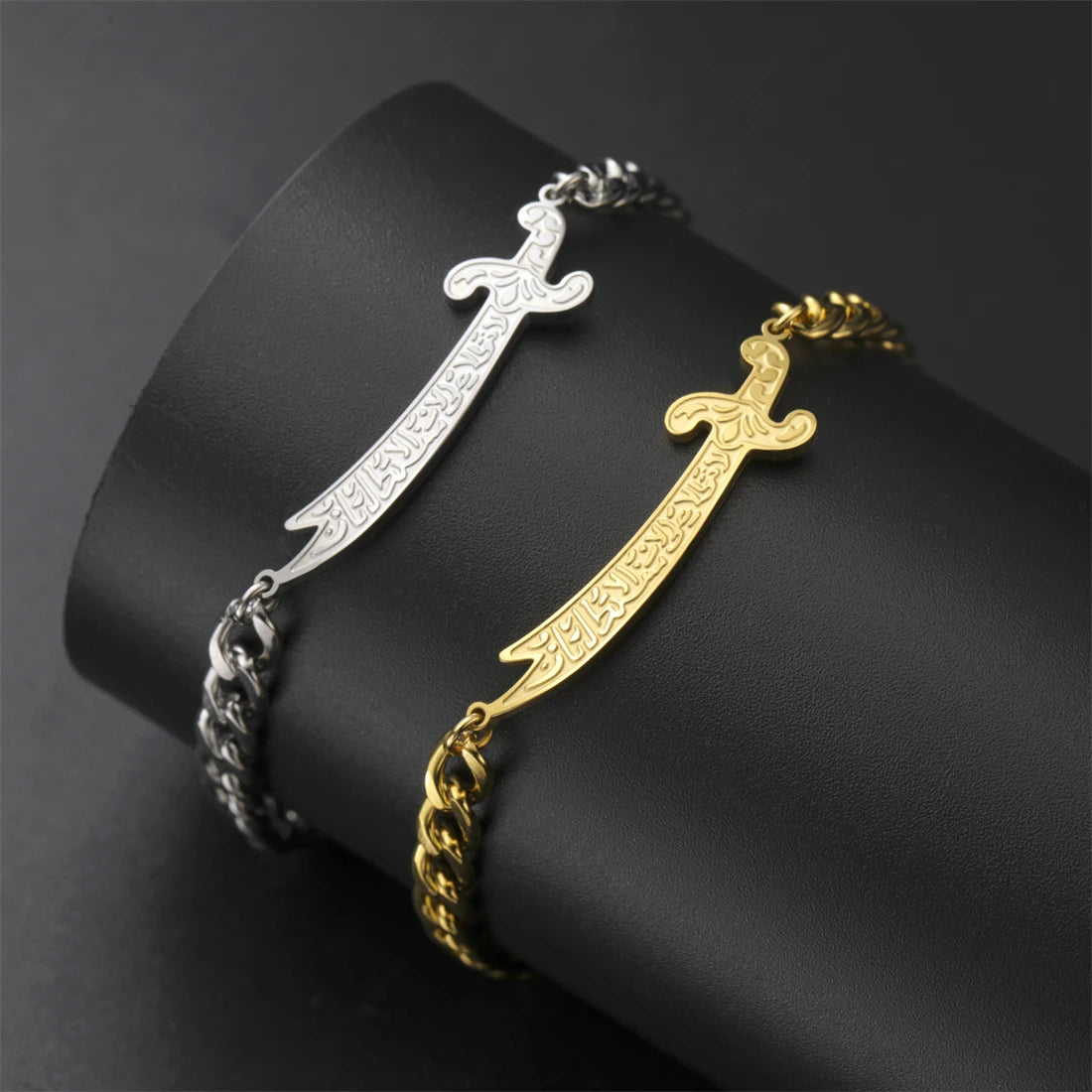 EUEAVAN Imam Ali Zulfiqar Sword Bracelet Stainless Steel Islamic Arabic Calligraphy Bracelets Women Men Religious Amulet Jewelry