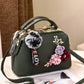 High-End Embroidered Soft Leather Women's Bag Large Capacity Commuter Contrast Color Small Square Bag Cloud Pattern Daily Use