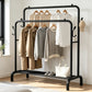 Heavy Duty Rolling Clothes Rack Metal Coat Hanger Stand Floor-Standing Bedroom Clothes Shelf Simple Rod Shoes Storage Organizer