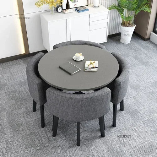 Nordic Round Dining Tables Set for Dining Room Furniture Kitchen Dining Table Set with 4 Chairs Home  Light Luxury Center Tables