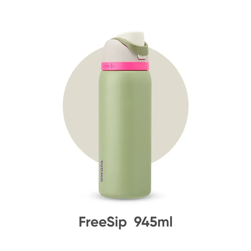 Owala Freesip insulated cup, straw, stainless steel insulated water cup, large capacity portable outdoor insulated kettle 32oz