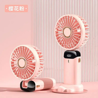 Mini Handheld Fan Foldable Neck Hanging Fan 5 Speed USB Rechargeable Portable Cool Fan with LED Digtal Display Low Noise Summer