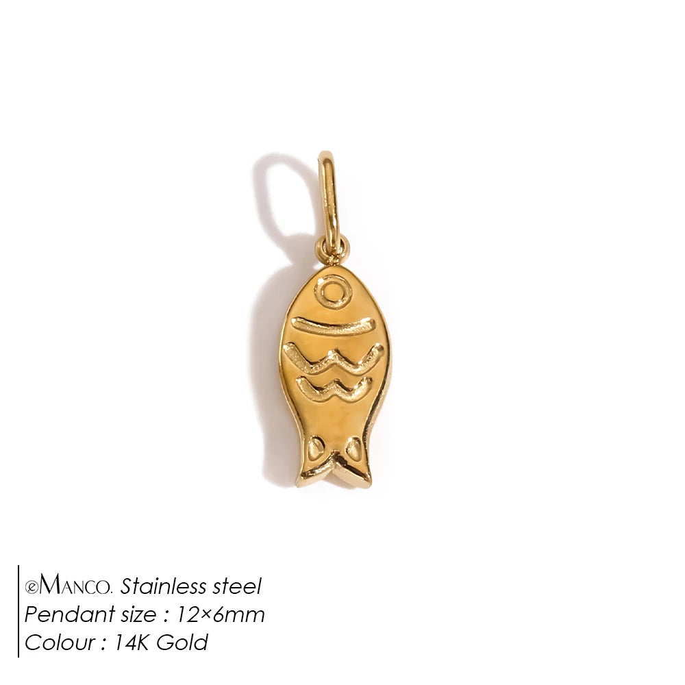 EMANCO Fashion Marine Animals Charms Shell Fish Tail Hippocampus Japonicus Stainless Steel Pendants for Jewelry Making Bulk