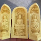 Solid Wood Carving Three Open Buddha Statue, Collapsible Sculpture, Living Room and Bedroom Decoration, Modern Art