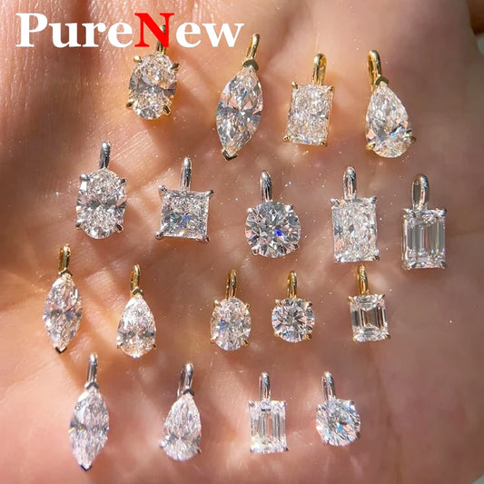 PureNew 1-5ct Classic Full Moissanite Necklace For Women S925 Silver Plated 18k Gold D Color VVS1 Women's Moissanite Chain Gift
