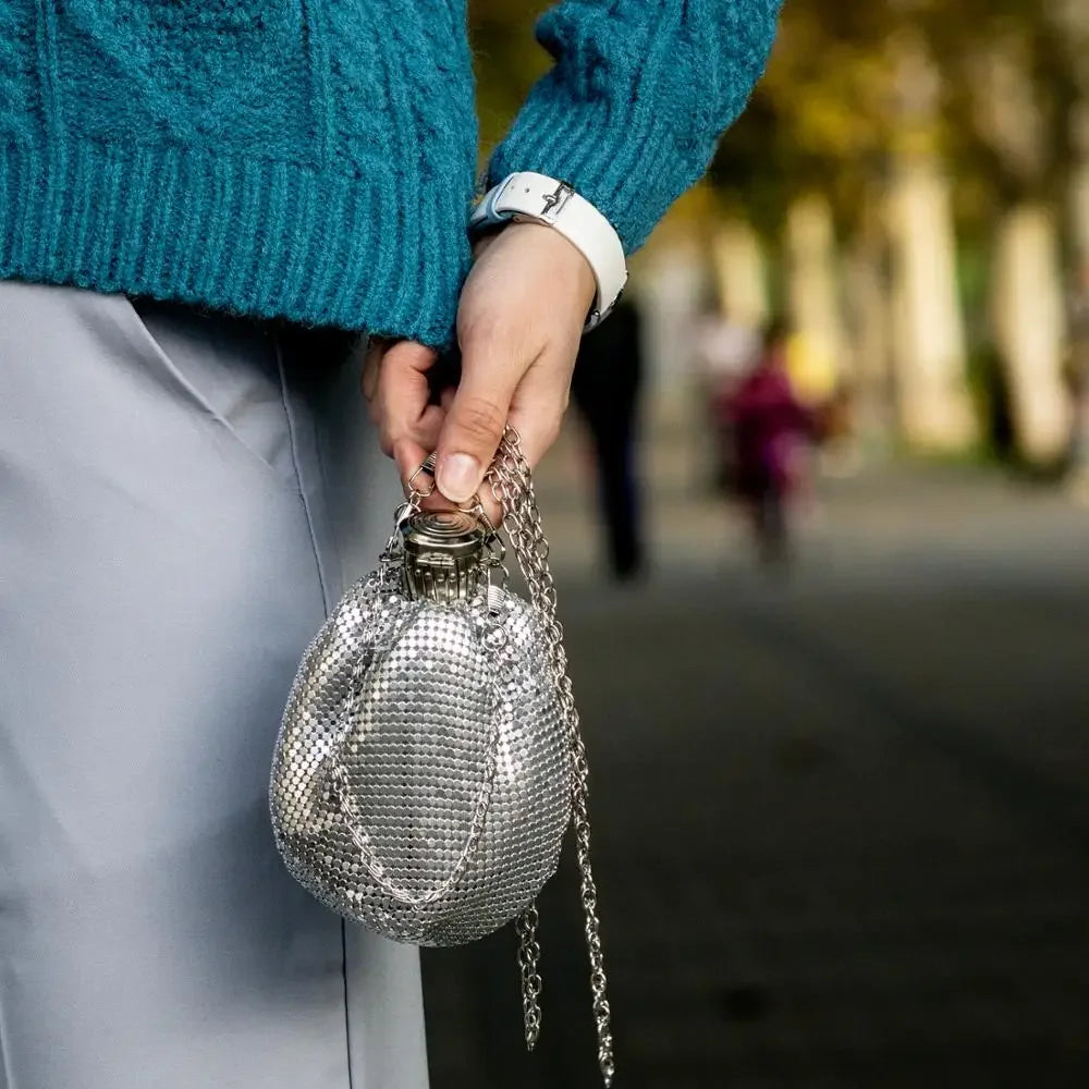 Boutique De FGG Mini Fashion Aluminum Day Clutches Women Casual Coin Purse Money Bag Evening Purse Party Dinner Clutch Handbag