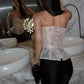 Women's Lace Patchwork Vest Sexy Bandage Strapless Backless Slash Neck Female Corset 2026 Summer Lady Beach Party Tops New