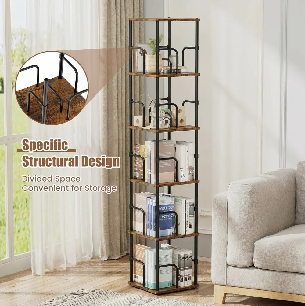 5-Tier 360° Rotating Display Book Shelf for Home Decor and Storage 3/4/5 Tier Spin Vertical Space Saver