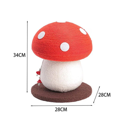 Mushroom Shape Sisal Rope Cat Scratcher, Durable Climbing Post & Play Toy for Indoor Cats, Non-Shedding Scratching Pole