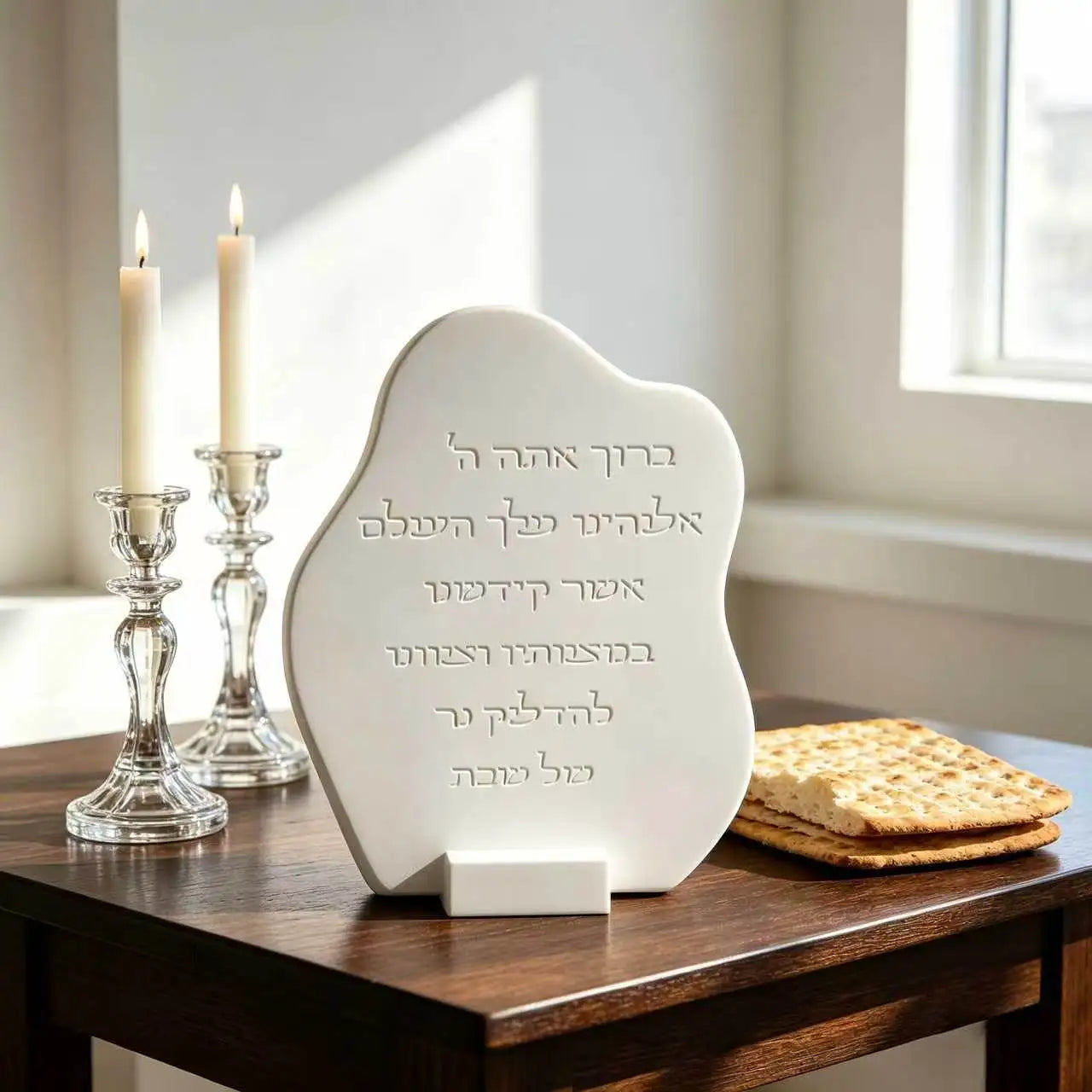 Jewish Shabbat Candle Lighting Blessing Plaque Silicone Mold with Hebrew Prayer DIY Resin Plaster Epoxy Craft Mold