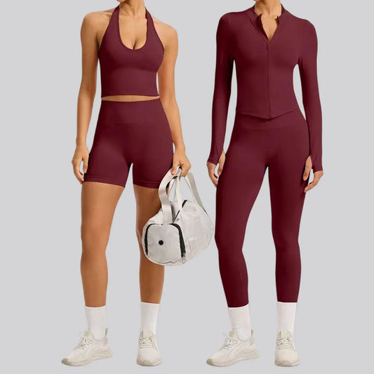 2/3PCS Yoga Set Women Gym Long Sleeve Sports Suits Fitness Bra Crop Top Workout Clothes Female Solid Seamless Legging Sportswear