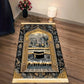 VIKAMA Black Gold Mecca Sky House Worship Carpet Retro Prayer Carpet Eid al Fitr Portable Prayer Mat Mosque Prayer Carpet