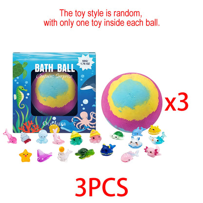 Ocean Toy Bath Bombs With Surprise Fizzy Bubble Bath Ball Moisturizing Sea Salt Glycerin Skin Cleansing Relaxing Spa Balls Gift