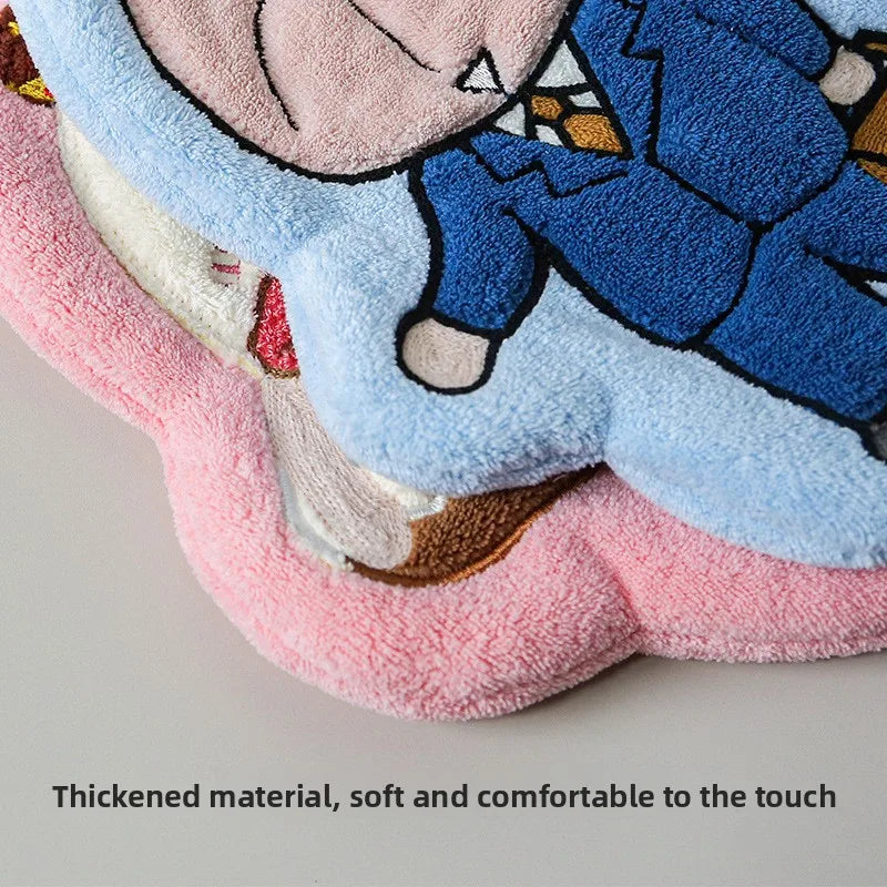 Thickened Absorbent Coral Fleece Hand Towel Cartoon Embroidery Design Kitchen Bathroom Decor Universal Use Soft Comfortable