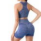 2PCS Seamless Women Yoga Set Workout Sportswear Gym Clothing Fitness Long Sleeve Crop Top High Waist Leggings Sports Suits
