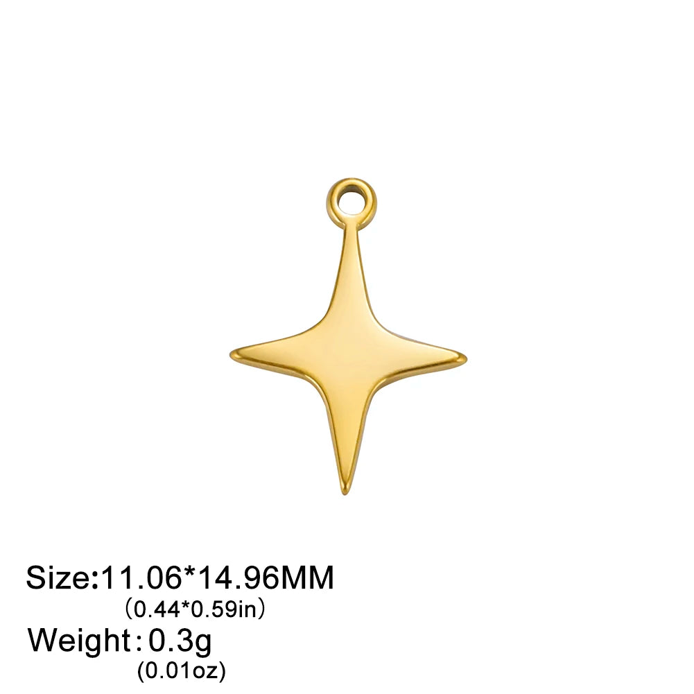 EUEAVAN 5pcs Stainless Steel Charms for Jewelry Making Leaves Lotus Flower Star Pendant Mini Charm Necklace Bracelet DIY Gifts