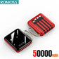 ROMOSS 500000mAh Power Bank Built in 4 Cables Portable Super Fast Charging Digital Display External Battery For iPhone Samsung