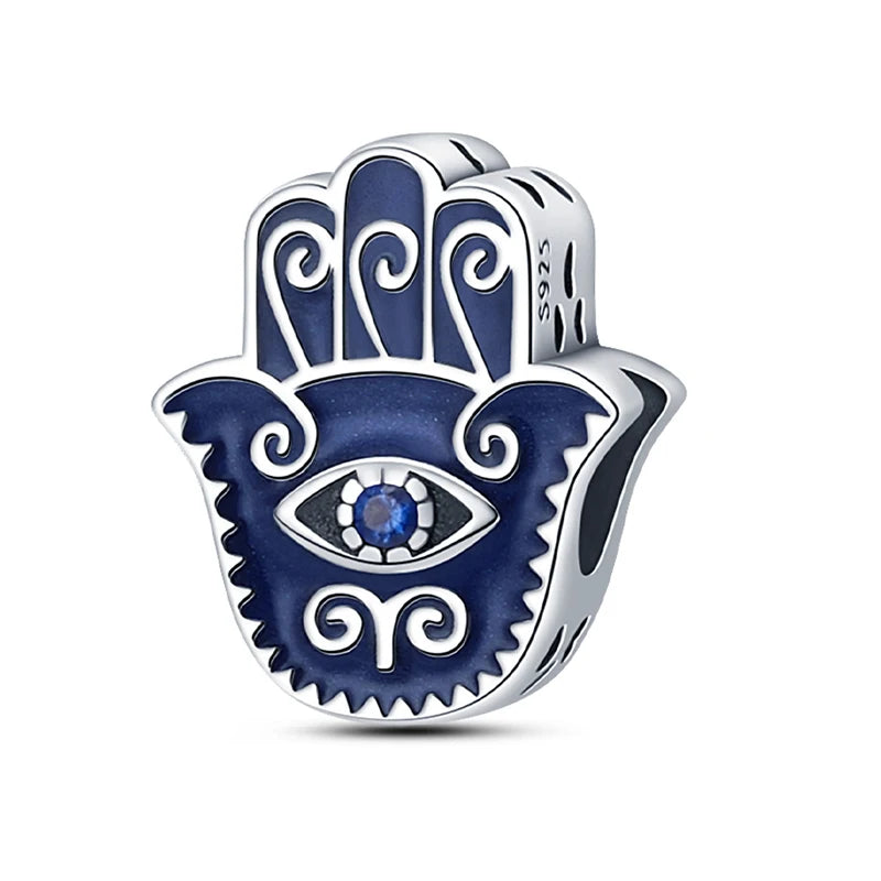 Hot Sales 925 Sterling Silver Charms Beads Devil's Eye Fatima's Hand Cross Beads Fit Original Bracelet Women DIY Jewelry Gifts