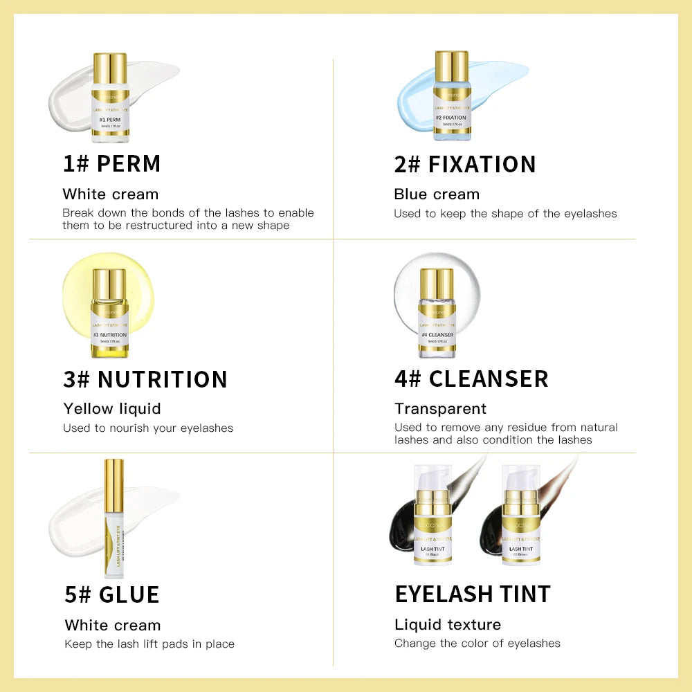 Upgraded Lash Lift & Tint Kit Semi Permanent Eyelash Curling Perm Dye Set Professional Long Lasting Curl Supplies For Beauty Salon DIY Home Lash Makeup Tools