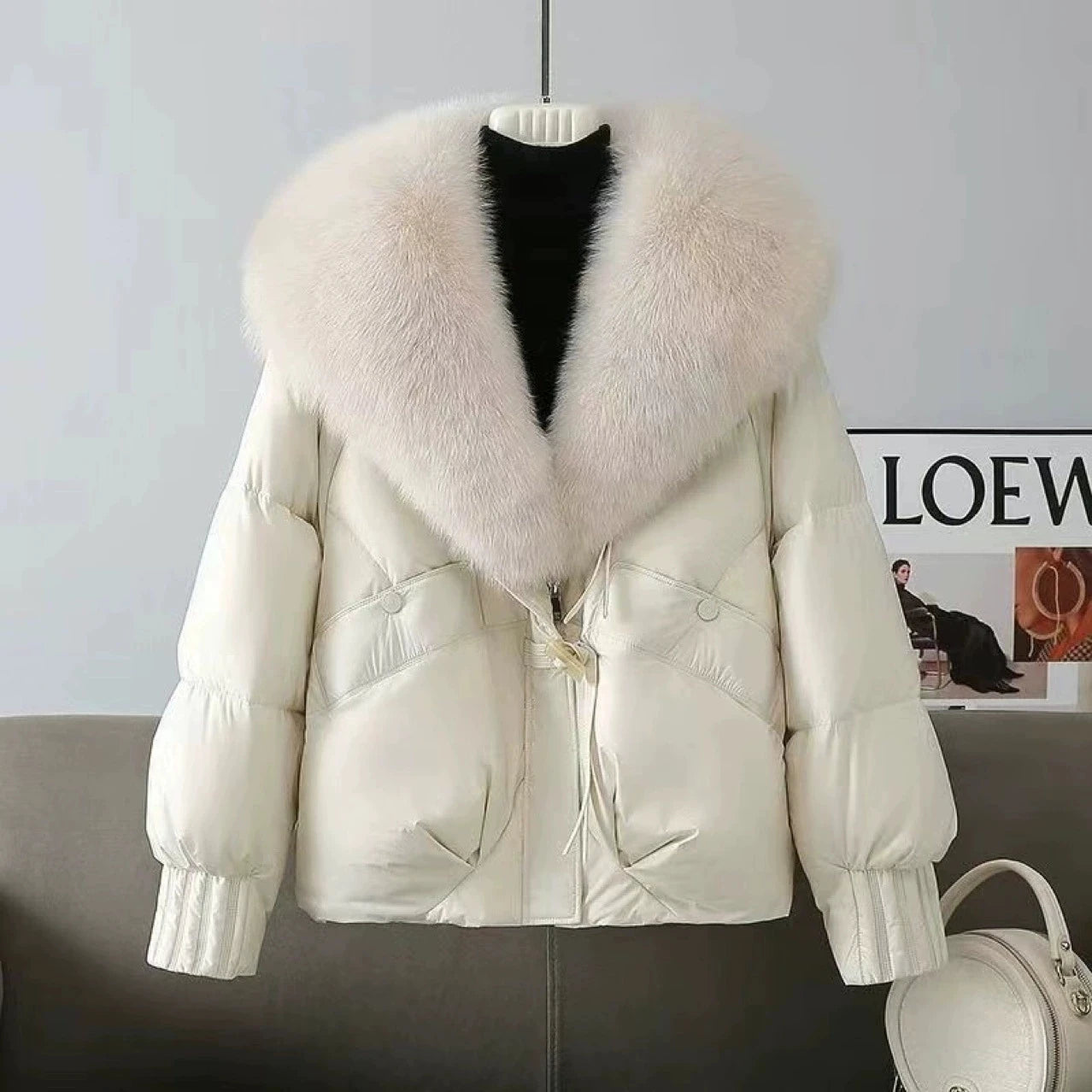 Fashion Winter Jacket Women 2025 New Korean Big Fur Collar Thick Down Cotton Jacket Parkas Female Short Coat Slim Warm Outerwear