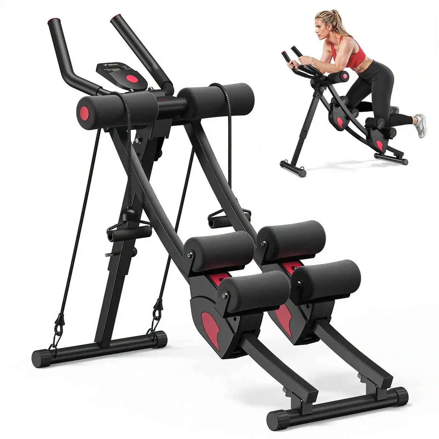 MERACH Ab Machine, Adjustable Ab Trainer Machine, AB Workout Equipment For Home Gym, Independent Dual Tracks For Mountain Climber, Foldable For Home Exercise, Load Capacity 440 LBS
