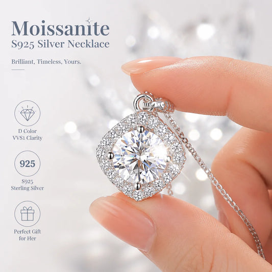 0.5ct-1.0ct VVS1 D Color Moissanite Necklace 925 Soild Sterling Sliver Chain with Certificate Fine Jewelry for Woman Jewelry