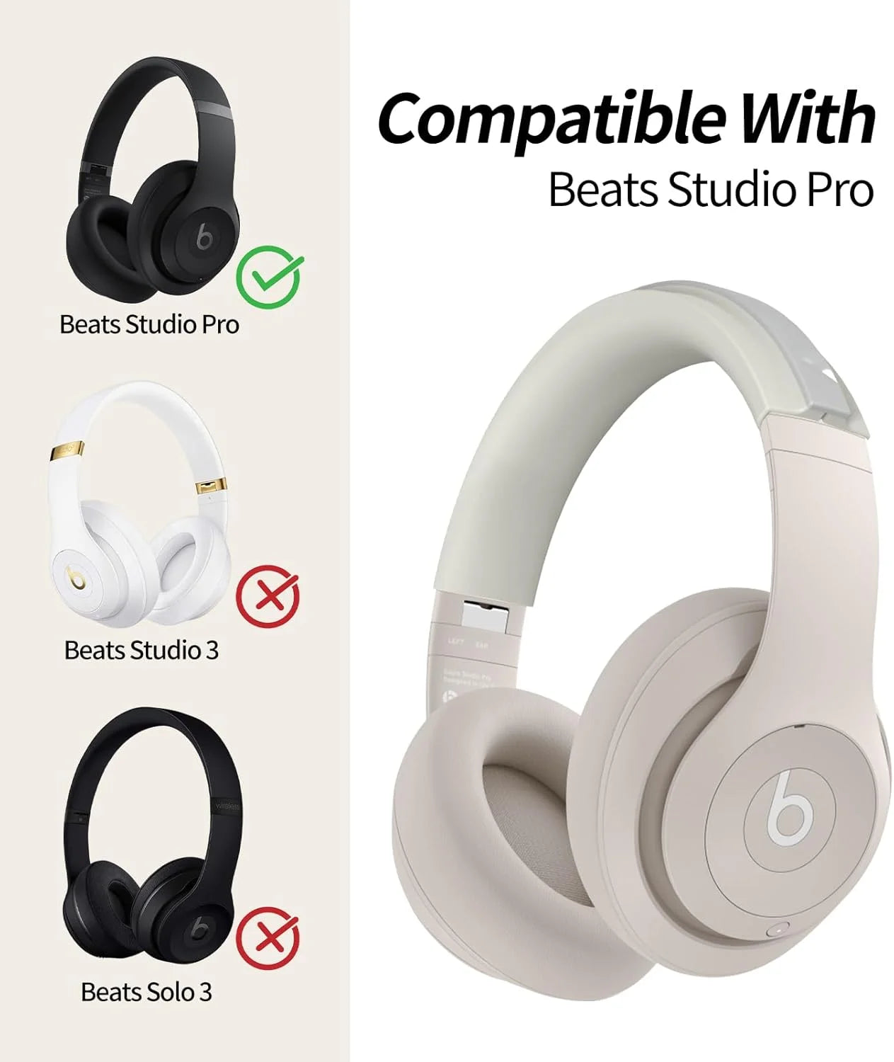 Silicone Headband Cushion for Beats Studio Pro Anti-Scratch Washable Headband Cover ONLY Compatible with Beats Studio Pro