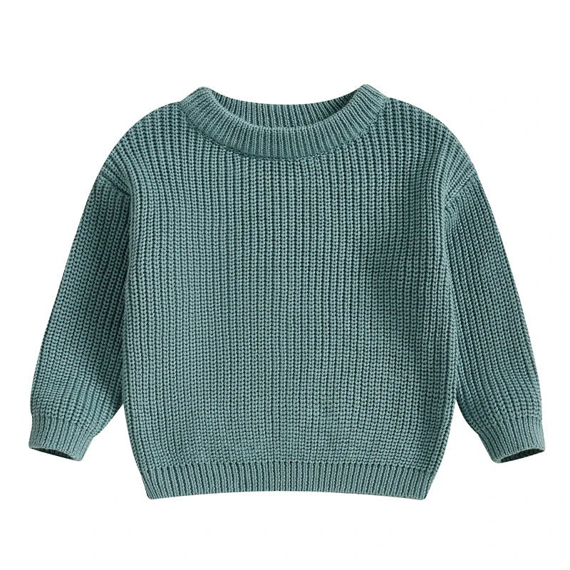 Suefunskry Newborn Baby Girl Boy Knitted Long Sleeve Autumn Winter Sweater Solid Loose Pullover Casual Tops Kids Clothes 0-5Y