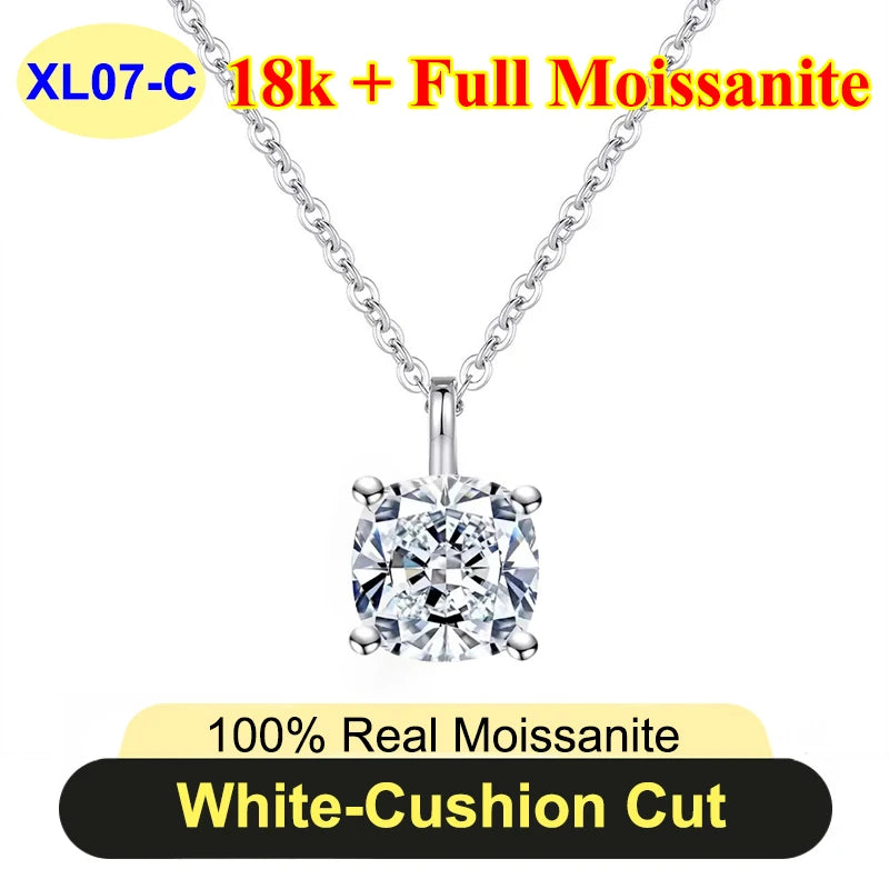 PureNew 1-5ct Classic Full Moissanite Necklace For Women S925 Silver Plated 18k Gold D Color VVS1 Women's Moissanite Chain Gift