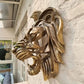Gold Hollow Lion Head Statue Lion Head Shape Powerful Symbolism Lion Head Wall Mounted Resin Art Large Lion Head Sculpture